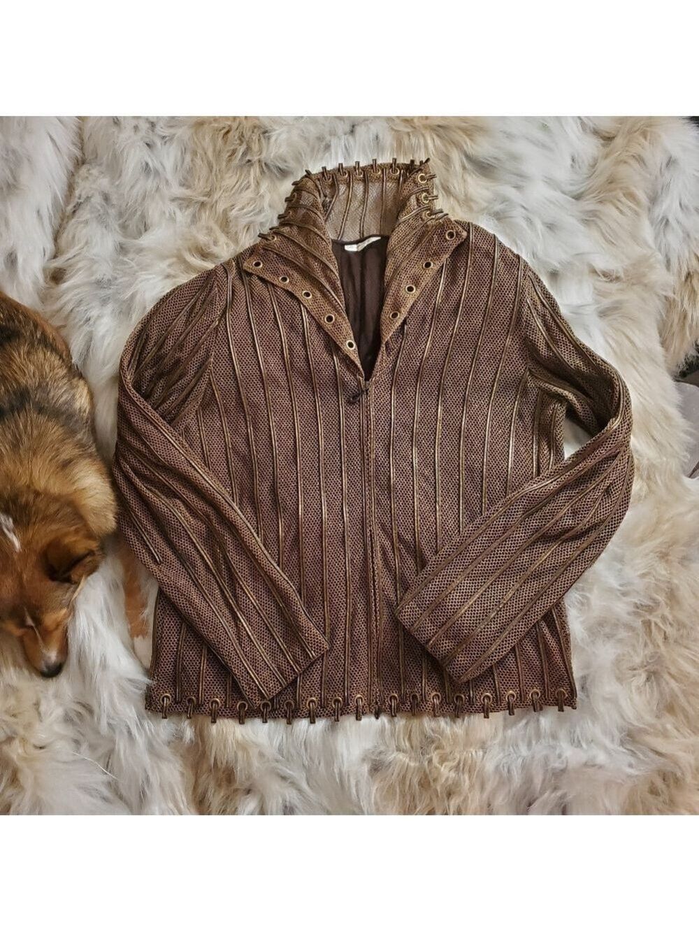 Alexandra Rosati Vintage Bronze Zip Up Jacket EUC
